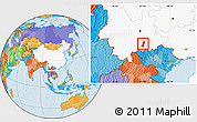 Political Location Map of Gejiu Shi, highlighted country