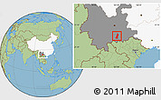 Savanna Style Location Map of Gejiu Shi, highlighted country, highlighted parent region