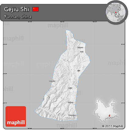 Gray Map of Gejiu Shi, single color outside