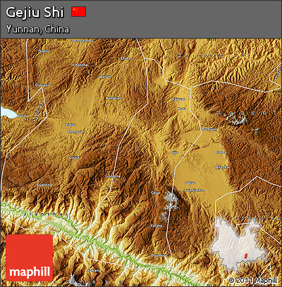 Physical Map of Gejiu Shi
