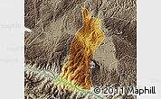 Physical Map of Gejiu Shi, semi-desaturated