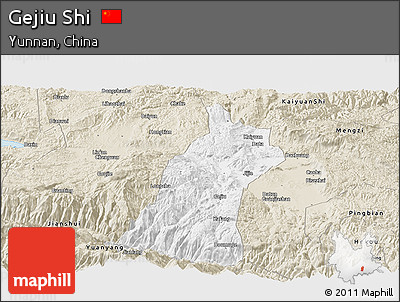 Classic Style Panoramic Map of Gejiu Shi