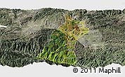 Satellite Panoramic Map of Gejiu Shi, semi-desaturated