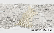 Shaded Relief Panoramic Map of Gejiu Shi, semi-desaturated