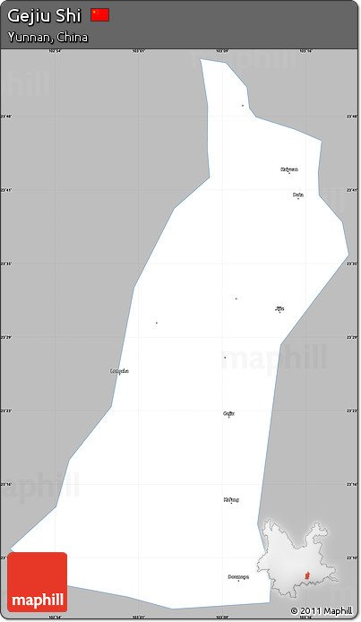 Gray Simple Map of Gejiu Shi, single color outside