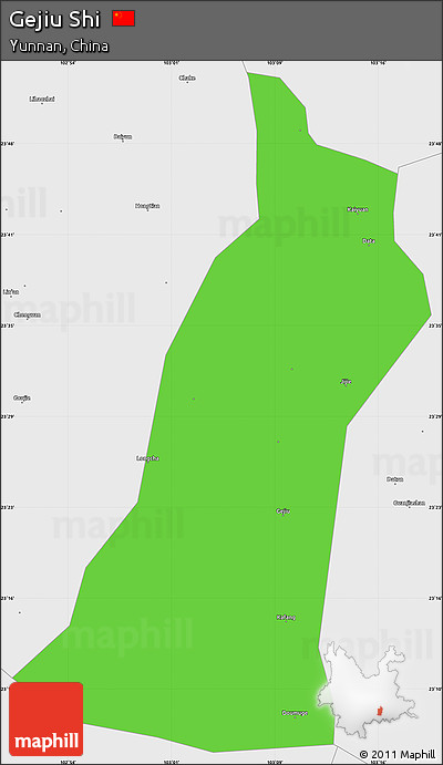 Political Simple Map of Gejiu Shi, single color outside, borders and labels