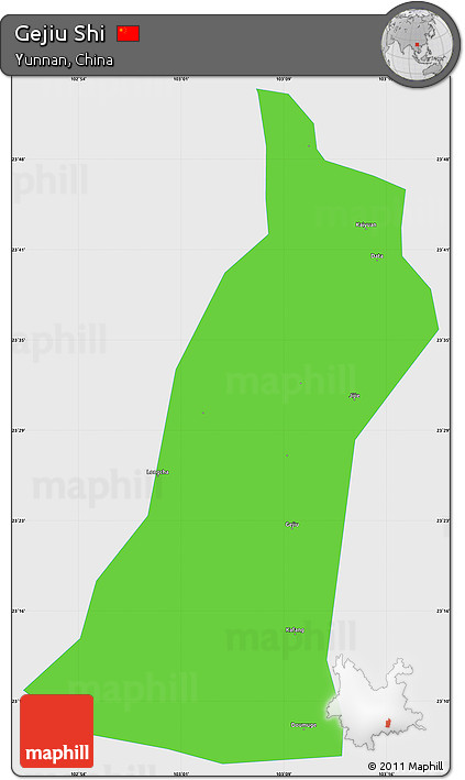 Political Simple Map of Gejiu Shi, single color outside