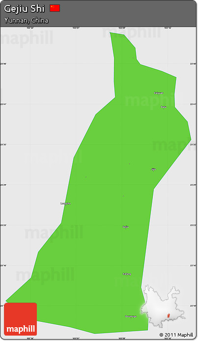 Political Simple Map of Gejiu Shi, single color outside