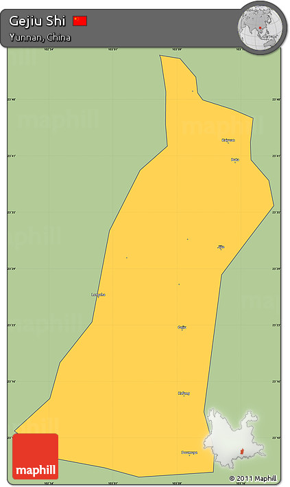 Savanna Style Simple Map of Gejiu Shi, cropped outside