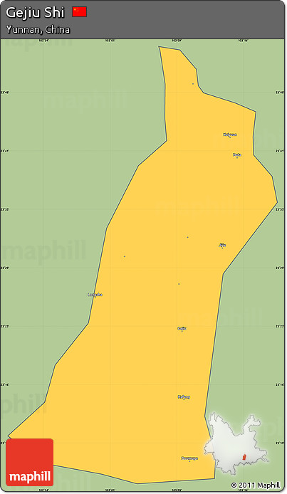 Savanna Style Simple Map of Gejiu Shi, cropped outside