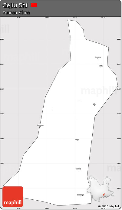 Silver Style Simple Map of Gejiu Shi, cropped outside