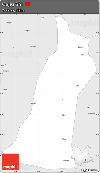 Silver Style Simple Map of Gejiu Shi