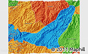 Political 3D Map of Gengma