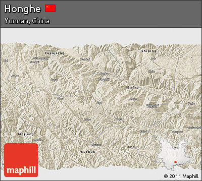 Shaded Relief 3D Map of Honghe