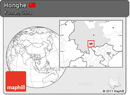Blank Location Map of Honghe, highlighted parent region