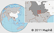 Gray Location Map of Honghe, highlighted country, highlighted parent region