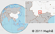 Gray Location Map of Honghe, highlighted country