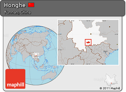 Gray Location Map of Honghe, highlighted parent region