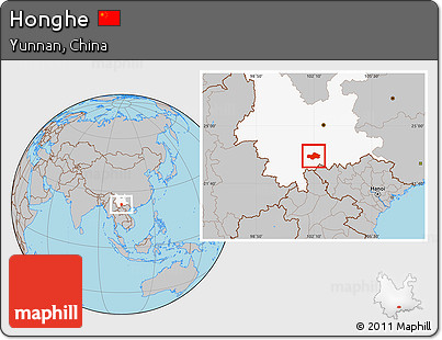 Gray Location Map of Honghe, highlighted parent region