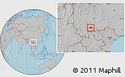 Gray Location Map of Honghe, hill shading