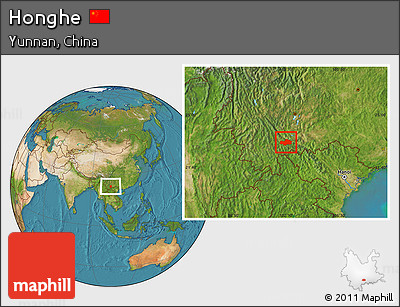 Satellite Location Map of Honghe