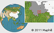 Satellite Location Map of Honghe, highlighted country, highlighted parent region