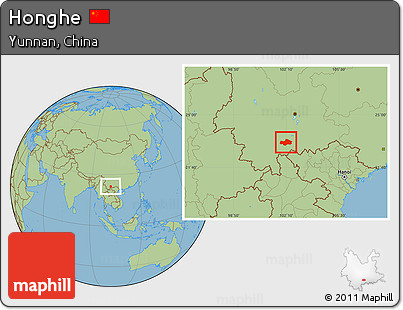 Savanna Style Location Map of Honghe