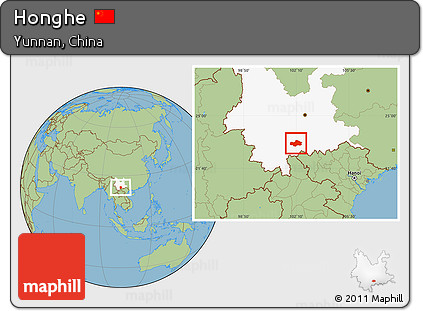 Savanna Style Location Map of Honghe, highlighted parent region