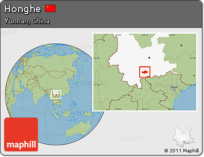 Savanna Style Location Map of Honghe, highlighted parent region