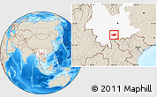 Shaded Relief Location Map of Honghe, highlighted parent region