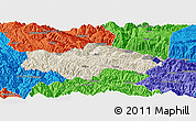 Shaded Relief Panoramic Map of Honghe, political outside