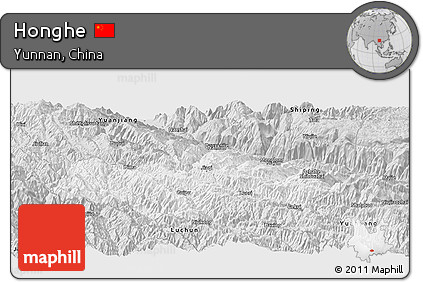 Silver Style Panoramic Map of Honghe