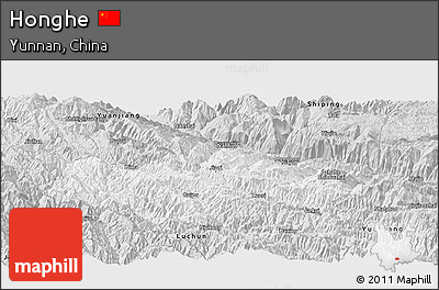 Silver Style Panoramic Map of Honghe