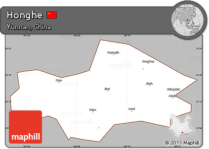 Gray Simple Map of Honghe, cropped outside