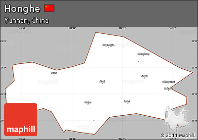 Gray Simple Map of Honghe, cropped outside
