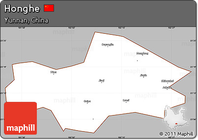 Gray Simple Map of Honghe, cropped outside