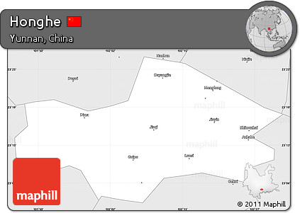 Silver Style Simple Map of Honghe