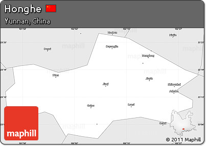 Silver Style Simple Map of Honghe