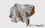 Physical 3D Map of Jianchuan, cropped outside