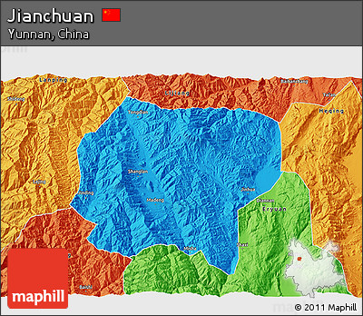 Political 3D Map of Jianchuan
