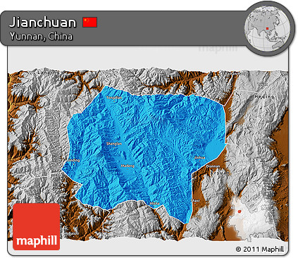 Political 3D Map of Jianchuan, physical outside