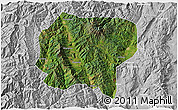 Satellite 3D Map of Jianchuan, lighten, desaturated