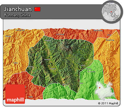 Satellite 3D Map of Jianchuan, political outside
