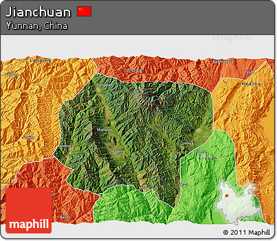Satellite 3D Map of Jianchuan, political outside