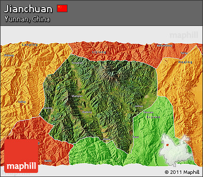 Satellite 3D Map of Jianchuan, political outside