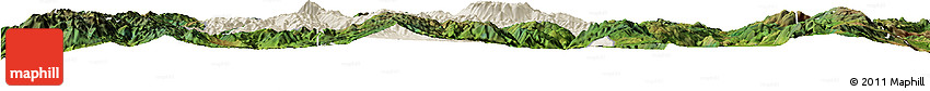 Shaded Relief Horizon Map of Jianchuan, satellite outside