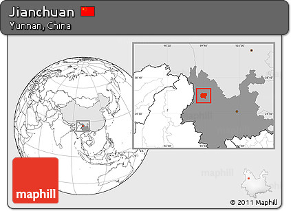 Blank Location Map of Jianchuan, highlighted country, highlighted parent region