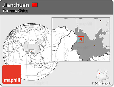 Blank Location Map of Jianchuan, highlighted country, highlighted parent region