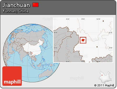 Gray Location Map of Jianchuan, highlighted country