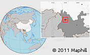 Gray Location Map of Jianchuan, highlighted country, highlighted parent region